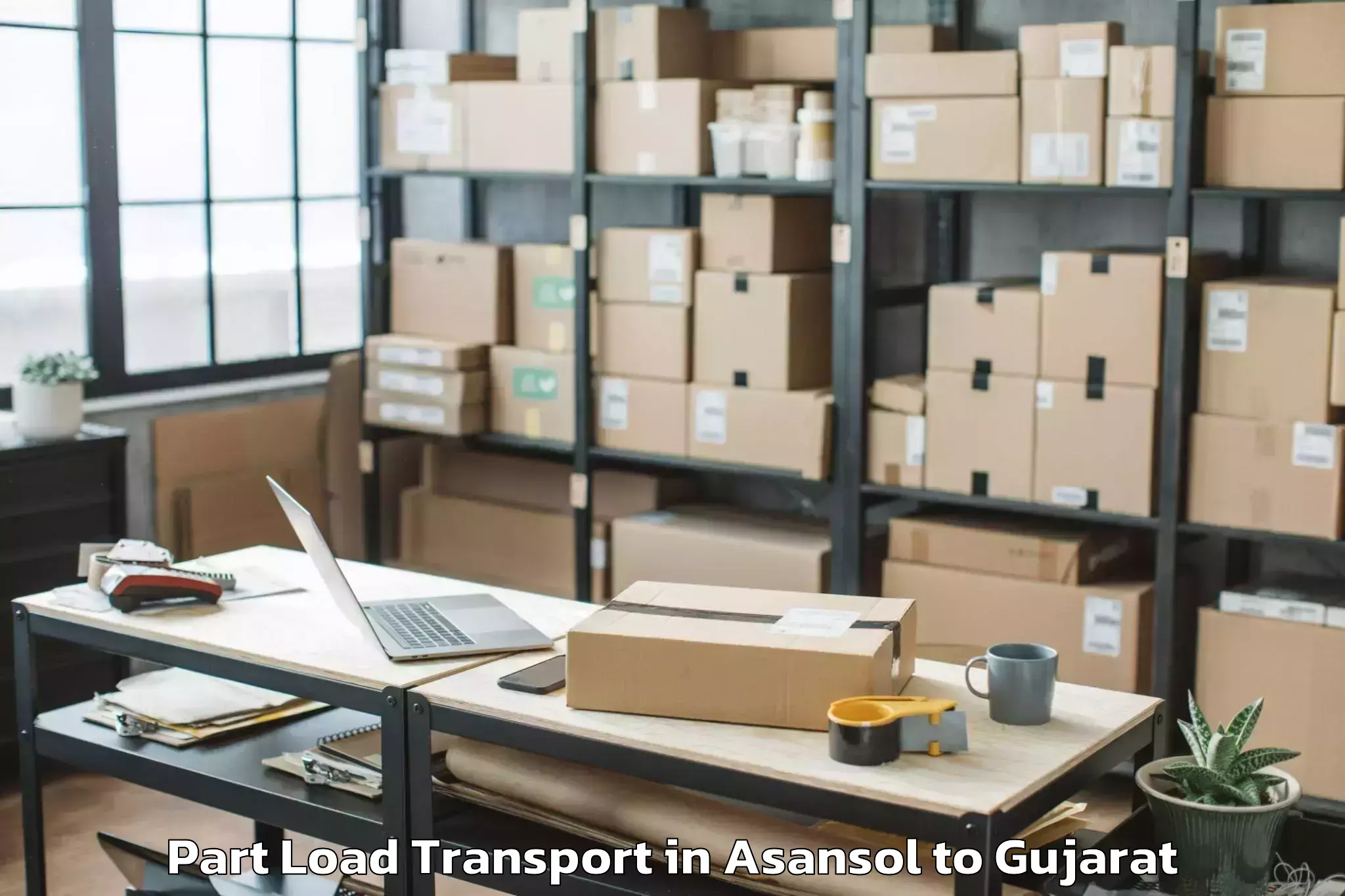 Book Asansol to Vaghodia Part Load Transport Online